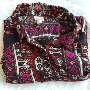 EUC Colorful Tribal Button Down Blouse Size XXL